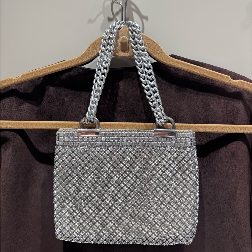 Chainmail Silver Chain Strap evening Bag vintage
